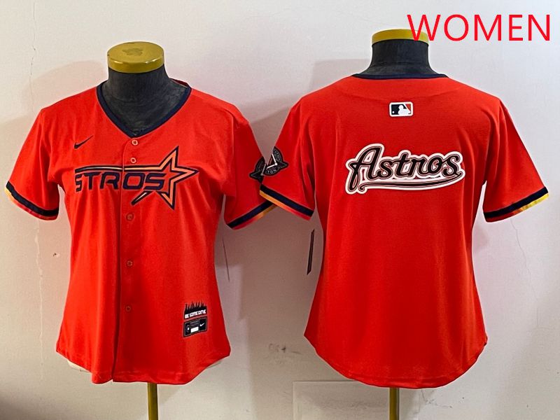 Women Houston Astros Blank Orange Three generations Joint Name 2025 Nike MLB Jersey style 16